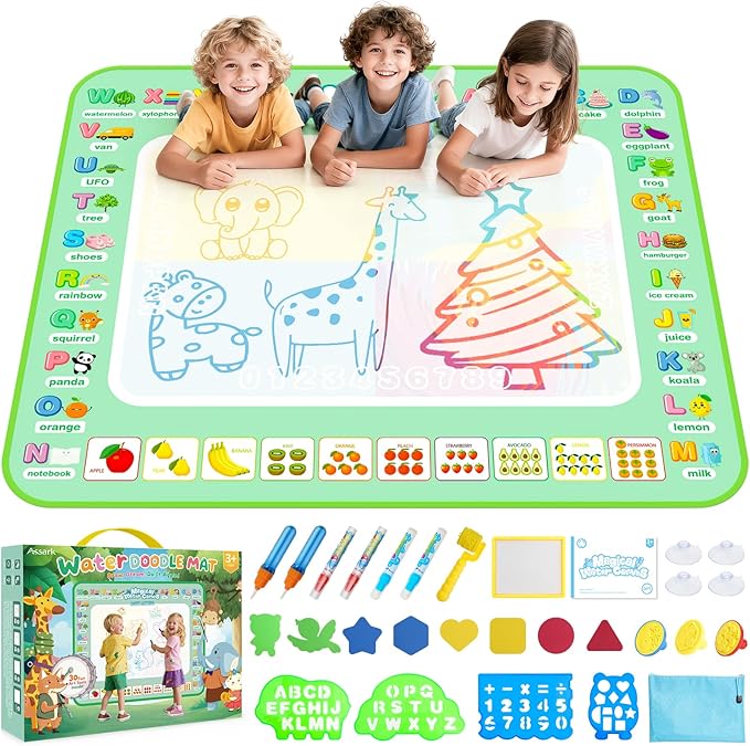 Water Doodle Mat 40 X 32 Inches Mess Free Coloring Magic Drawing Mat Toddlers Educational Toys,Birthday Christmas Gifts for 3 4 5 6 7 8 Years Old Boys Girls