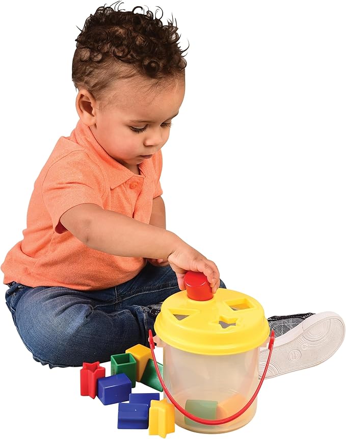 Shape Sorter Bucket – 12-Piece Toddler Math & Fine Motor Skills Toy, Special Needs-Friendly Sorting and Matching Activity