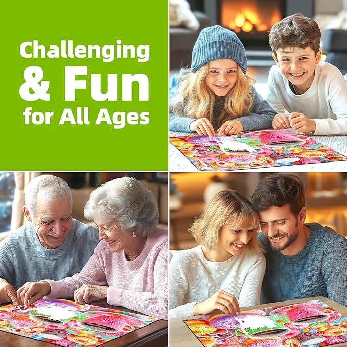 500 Pieces Puzzles for Adults Colorful Donuts Coffee Jigsaw Puzzle Letter on Back No Dust Difficult Unique Family Challenging Food Puzzles Gift Toy for Adults Seniors Perfect for Game Nights （23"x15"）