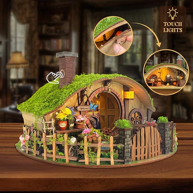Miniature House Kit - Forest-Themed DIY Dollhouse Kit | Blind Box Design, Stress-Relief Craft, 3D Wooden Puzzles for Adults - The Magic Ring House (SQ-59)