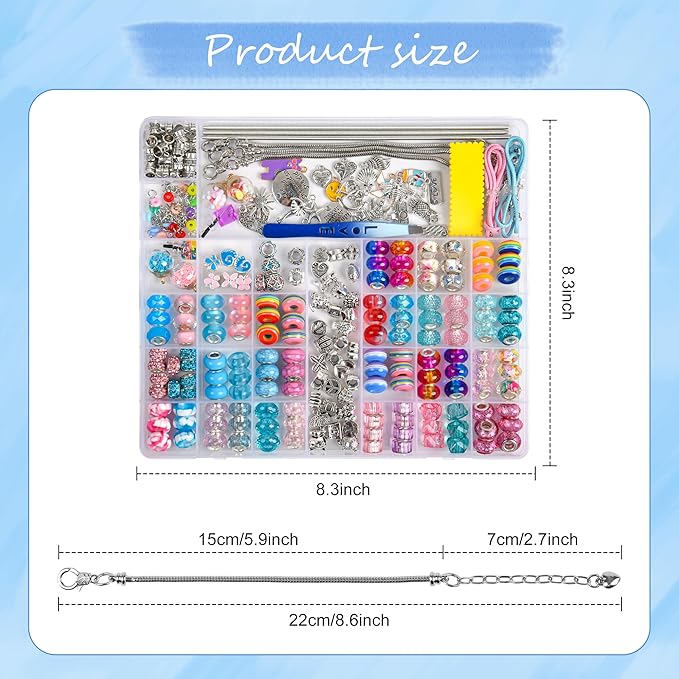 Uniartfy 305Pcs Charm Bracelet Making Kit with Organizer Box, Beads Charms for Jewelry Making Kit, Birthday Gifts for Girls 8-12, DIY Arts Crafts for 6 7 8 9 10 11 12 Year Old Kids, Teens, Women