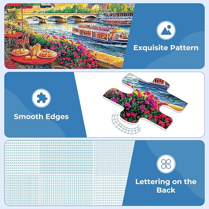 Puzzles for Adults 500 Pieces,Eiffel Tower Paris & Ship Puzzle for Adult,Recycled Cardboar Jigsaw Puzzles 500 Pieces for Kids Adults Seniors,Puzzles for Family Game Nights, 20.5 x 15 in