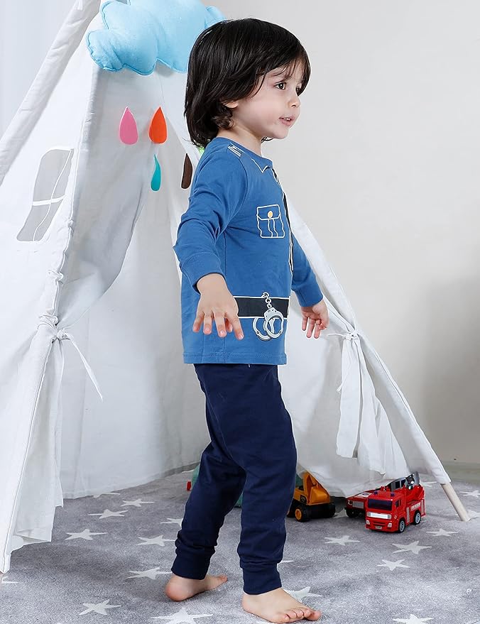 A&J DESIGN Pure Cotton Printed Pjs for 2-14 Years Kids, 2-Piece Long-Sleeved Pajamas Set