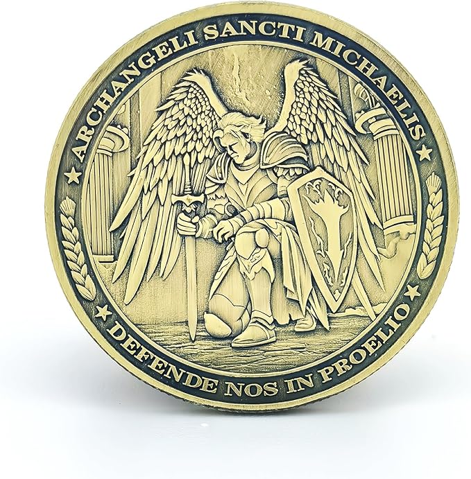 The Archangel Michael Challenge Coin Christian Coin Bible Verse Angel Coin As Catholic Gifts (Pack of 3)