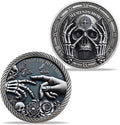 AtSKnSK Memento Mori Coin Momento Mori Coin Skull Coin Stoic Gifts Memento Mori Calendar Living Memento Mori Amor Fati Coin (Facepalm Skull)