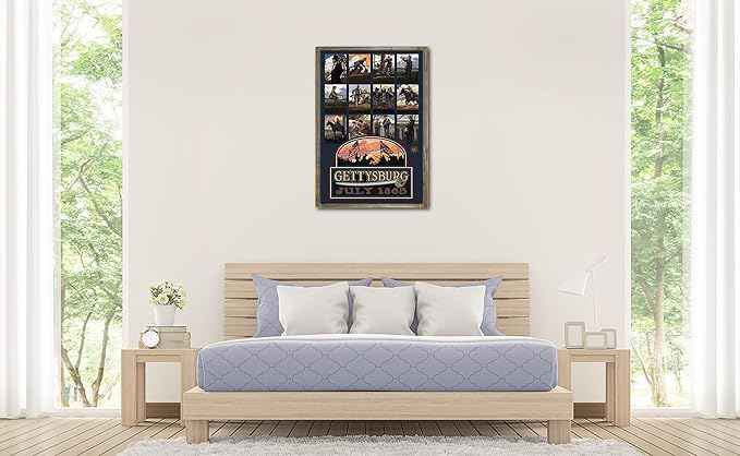 Northwest Art Mall Gettysburg Civil War Collage Metal Print on Reclaimed Barn Wood from Original Travel Artwork by Artist Paul A. Lanquist 24" x 36"