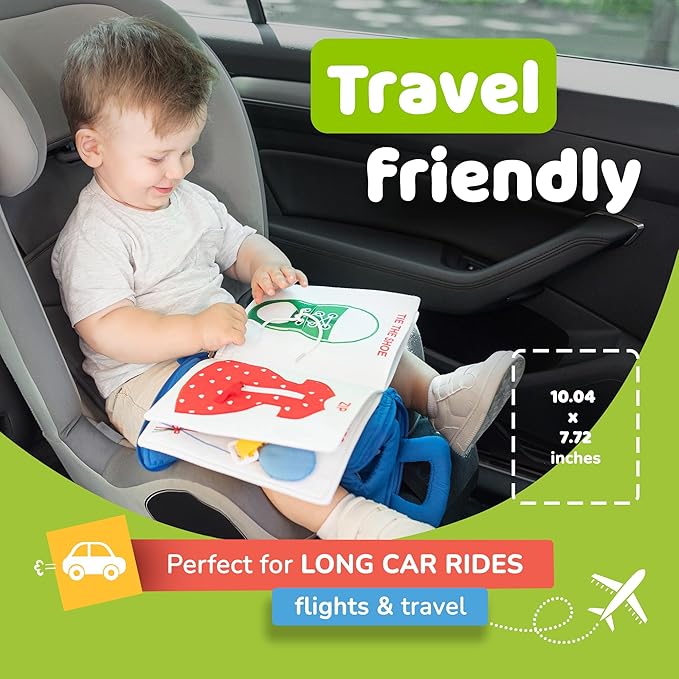 deMoca Busy Book for Toddlers 1-3 - Airplane Toys for Toddlers 1-3, My Quiet Book Montessori Toys for 1 Year Old with Kids Plane Activities, Activity Busy Board, Gift for Boys & Girls