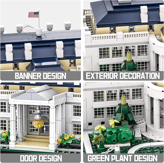White House Model Building Block Sets Washington DC Architecture Building Kits World Famous Landmark Series Architecture Model Toys Gift for Adults Kids Teens 894 Pieces