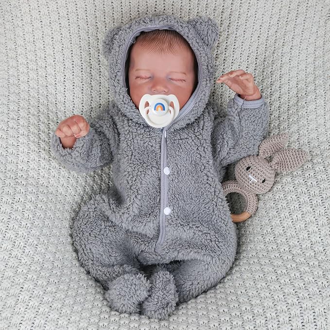 WOOROY Realistic Reborn Baby Dolls Boy - 18 Inch Real Life Full Vinyl Body Sleeping Dolls, Lifelike Poseable Newborn Baby Doll with Accessories, Ideal Gift Toy for Kids 3+