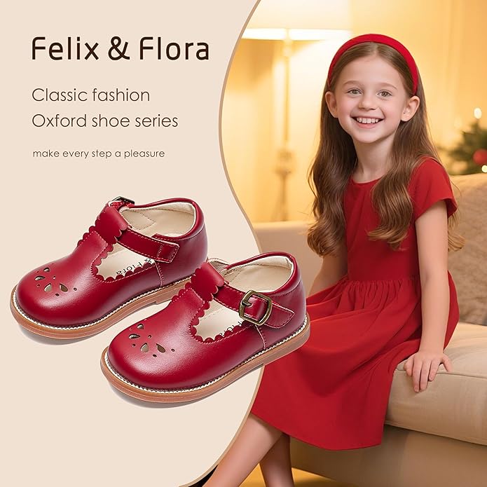 Felix & Flora Toddler Little Girl Mary Jane Dress Shoes - Ballet Flats for Girl Party School Shoes