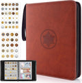 Coin Collection Book Holder for Collectors - 400 Coins Pockets+15 Bills Pockets, Coin Collection Organizer Storage Box Case Album for 20/25/ 27/30/ 38mm Coin
