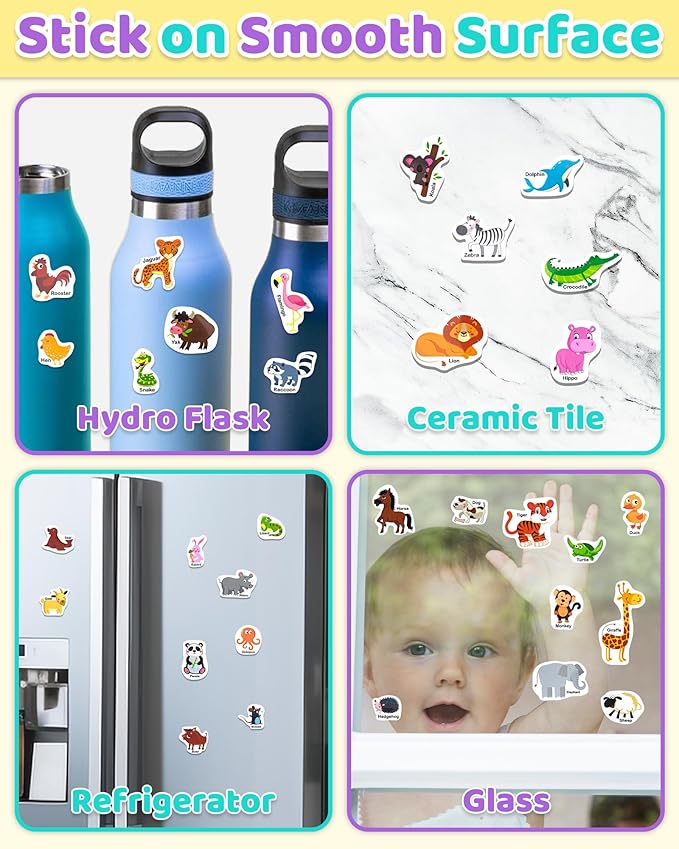 Benresive Reusable Sticker Books for Kids 2-4, Sticker Books for Toddlers 1-3 2-4, Toddler Travel Toys Activities Crafts Gifts - Animals