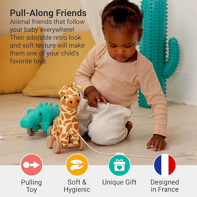 Little Big Friends Giraffe Pull Toy for Toddlers | Classic Baby Walking Toy with Adjustable Cord | Easy-to-Clean Soft Toy | Gina The Giraffe