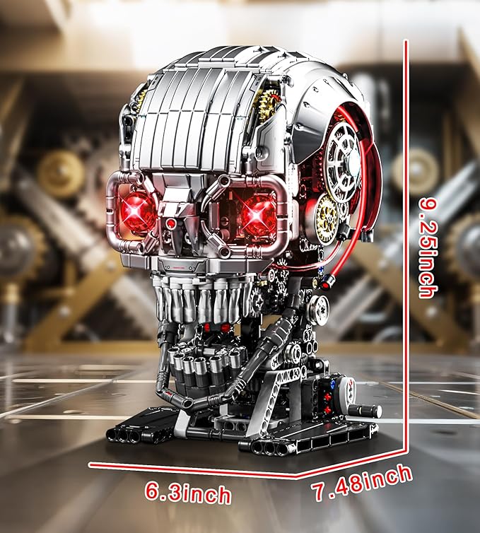 Mechanical Skull Building Set, Horror Ghost Zombie Skeleton Head Toy Home Decor, Creative Halloween Birthday Gift Toy for Adults Teens Boys Age 12+ (1099 PCS)