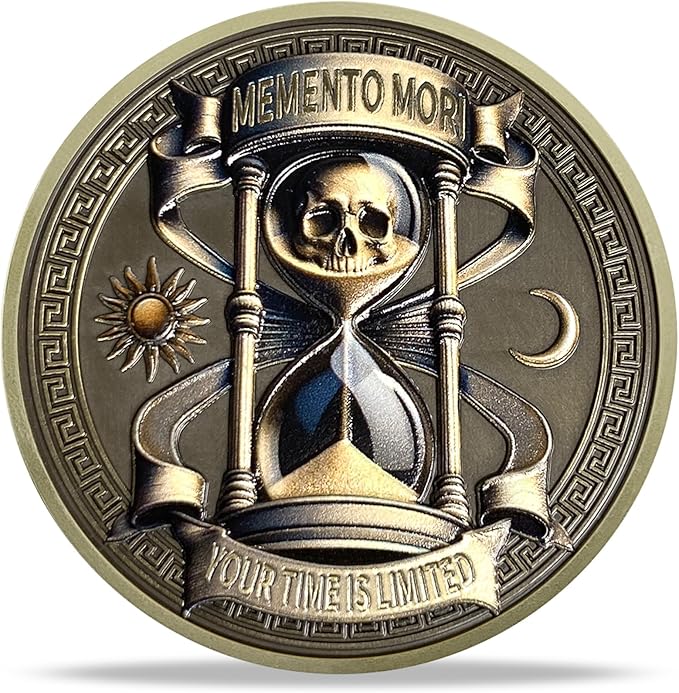 AtSKnSK Memento Mori Coin Momento Mori Coin Skull Coin Stoic Gifts Memento Mori Calendar Living Memento Mori Amor Fati Coin (Memento Mori Coin - 4)