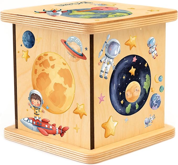 Wooden Piggy Bank for Kids and Adults, Personalized Gift Handmade in USA by BloomOwl, Custom Piggy Bank, Personalized Banks for Kids, Gifts for Baby Boys and Girls (Astronaut)