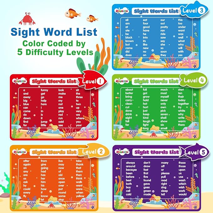Wooden Magnetic Sight Word Fishing Game for Toddlers, Alphabet Fish Catching Games Puzzle with Letters, Homeschool Sight Word Educational Toy for Age of 3,4,5,6 Year Old Kids, Boys & Girls