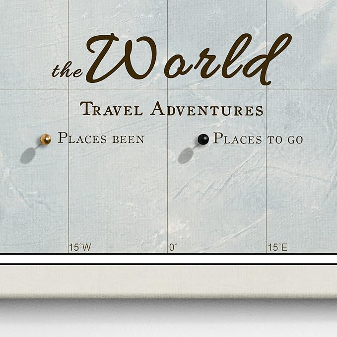 Canvas World Map with Cork Pin Board - English Lettering - Decorative Wall Decoration for All Rooms - Canvas Pictures with World Map Motif (120x80 cm, Pattern 14)
