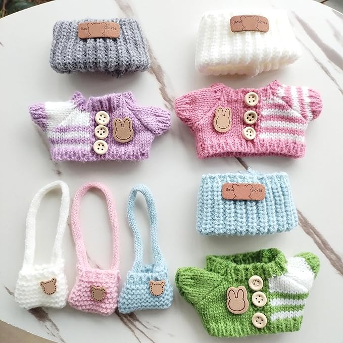 15cm & 17cm Doll Clothes Outfits Set - Premium Dress Up Bundle with Exquisite Accessories | Soft Fabric Fashion Doll Costume for 15-17cm Dolls (3set Pink+Purple+Green)