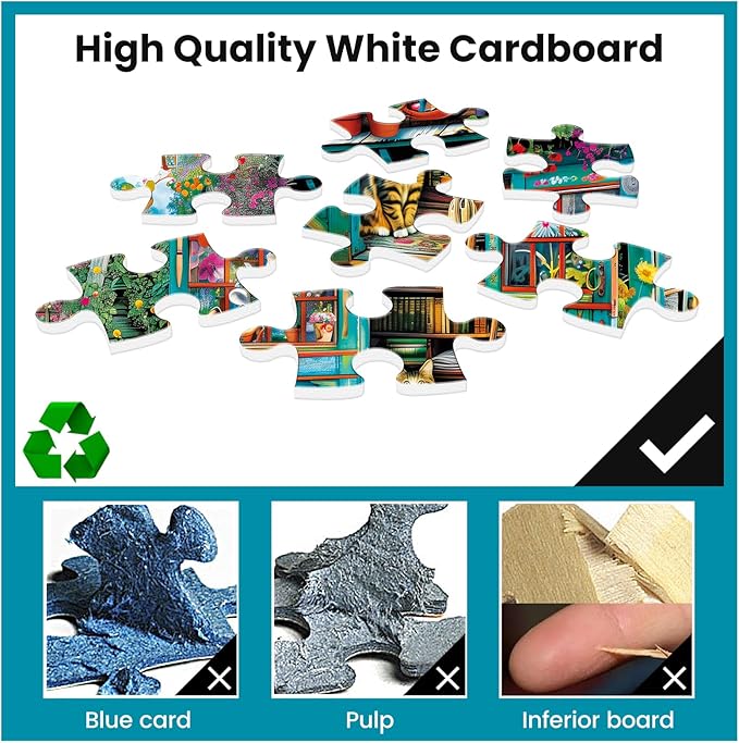 500 Piece Puzzle for Adults Jigsaw Puzzles Cat Puzzles, Book House Puzzles for Elderly Kids Teens, Artistic Decorations, Educational Toys Challenging Activity Gift Family Puzzle Lovers for Friends