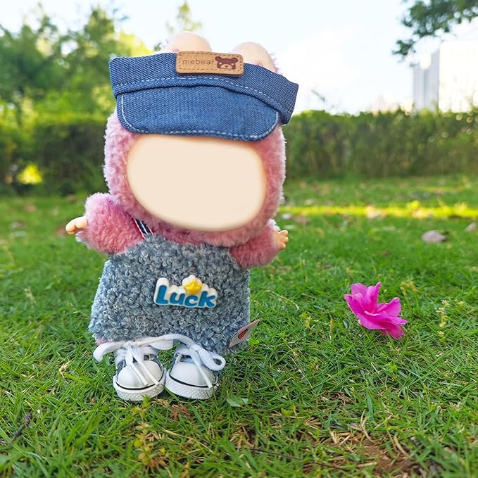 Clothes for 17cm Doll, 2 PCS Cute Blue Lucky Hat & Jumpsuits Set, Dress up Outfit Exquisite Accessories for Dolls