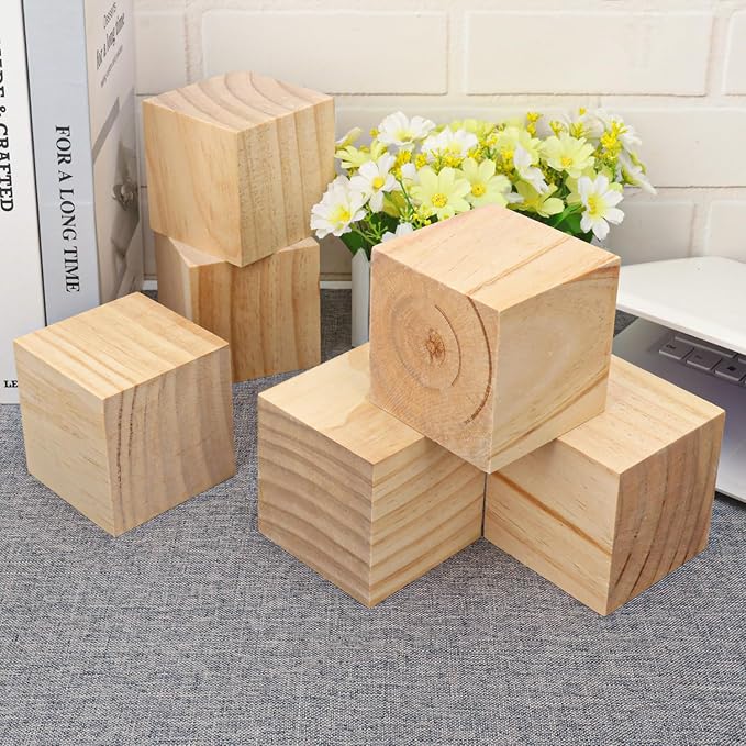 10 Pack Wooden Cubes 3 Inch Craft Quality Wood Blocks Perfect for DIY Projects