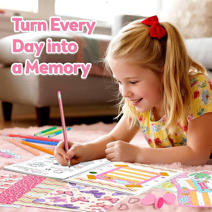 Axirata 2-Pack DIY Journal Kit for Girls, Journal Set for Tween & Teen Girl 6-8-14 Year Old, Scrapbook & Diary Supplies Toy Set, Art & Crafts Stationery Kit Birthday Christmas Ideal Gift for Girls