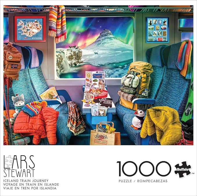 Buffalo Games Jigsaw Puzzles for Adults 1000 Pieces - Lars Stewart - Iceland Train Journey - Hard Adult Puzzle with Reference Poster, Fun, Unique & Challenging for All Abilities, Large 26.75 x 19.75