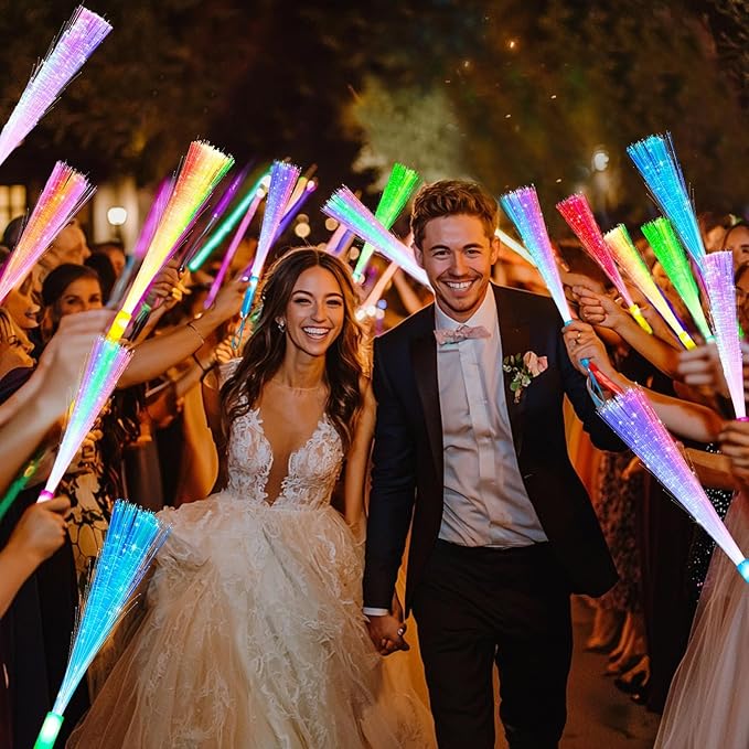 32 Pcs Colorful Glow Fiber Wands,Toys Glow Sticks Bulk Party Pack for Adults,Glow in the Dark Party Supplies for Back to School Halloween , Wedding, Birthday,Classroom,Concert,Pool Party Favors