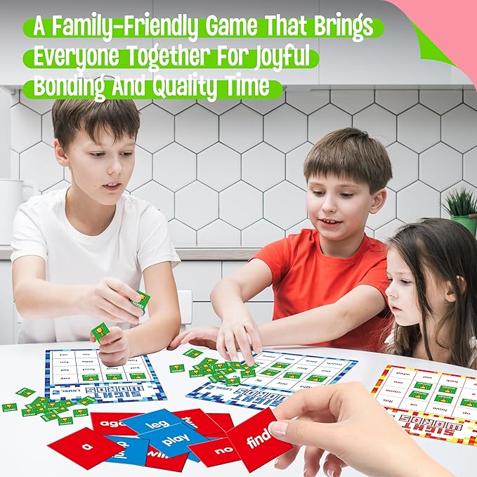 Sight Word Bingo Game, 144 Sight Words Learn to Read Level 1 & Level 2 Bingo Board Game Dolch's & Fry's Words Lists for Kindergarten and Preschool, Grade 1st, 2nd, Kids 4-8 (Up to 25 Players)