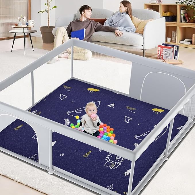 50x50 Play Mat for Playpen Foldable Baby Play Mat Large Tummy Time Mat, Non Slip Washable Baby Play Mats for Floor, Portable Travel Baby Crawling Mats for Toddlers and Infants