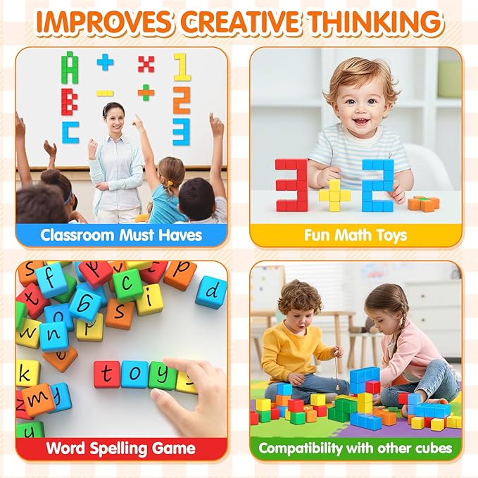 Magnetic Blocks for Toddlers 3-5, 45PCS Montessori Educational Sensory Magnetic Cubes Toys, STEM Building Blocks, Safe Size Blocks, Anti-swallowing Design, 3 Years and Up Boys and Girls Birthday Gifts