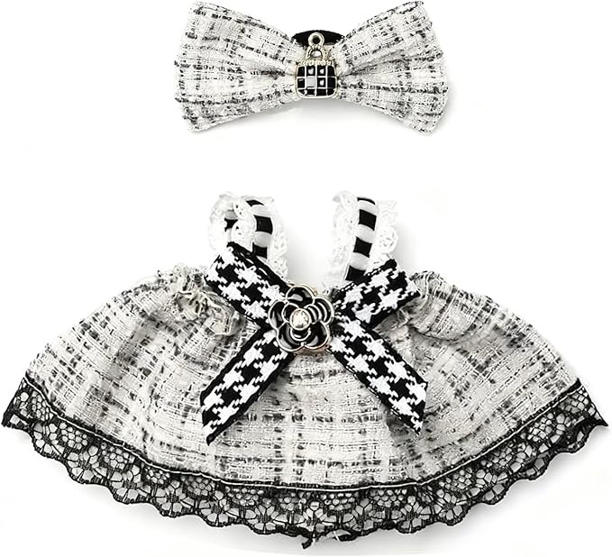 Clothes for LABUBU 17cm Doll (NO Doll)（NO Shoes, Outfit for LABUBU, Dress and Hairpin Set for LABUBU Dress Up, Fashion and Premium Dolls Accessories for LABUBU (Style K)