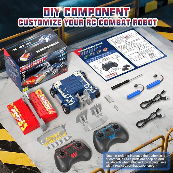 Remote Control Battle Robots, RC Fighting Robots Toys for Kids, Combat Robot STEM Toys, 4WD 2.4 GHz Remote Control Robot Set Birthday Gifts for Boys and Girls Age 5 & Up