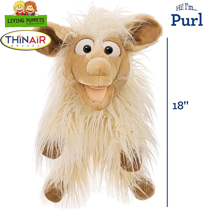 Living Puppets 18-Inch Plush White Lamb Hand Puppet - Fine European Design, Ultra-Soft and Cuddly, Promotes Child Development, Safety Certified, Teacher-Recommended for Boys and Girls