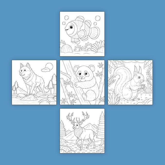 ArtPops Coloring Boxes – Pop-Up Pre-Printed Coloring Box Set – DIY Wall Art Kit for Kids – Eco-Friendly, Easy to Hang, No Frame Needed – 5-Pack, Nature Pals