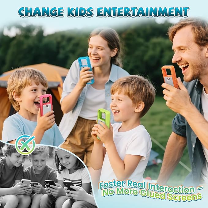 QUOLIX Walkie Talkies for Kids 2 Pack Rechargeable with NOAA & VOX, Kids Walkie Talkies with Long-Lasting Battery Toys for 3-12 Year Old Boys Girls, Durable Outdoor Gifts for Camping, Hiking Games