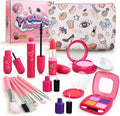 Toddler Girls Toys Pretend Makeup Kits - Fake Makeup Set Toys for Kids 3 4 5 6 Year Old, Play Makeup Gift for Little Girls 3-5, Toddler Makeup Kit with Fake Makeup Toy Birthday Gift (Beige)