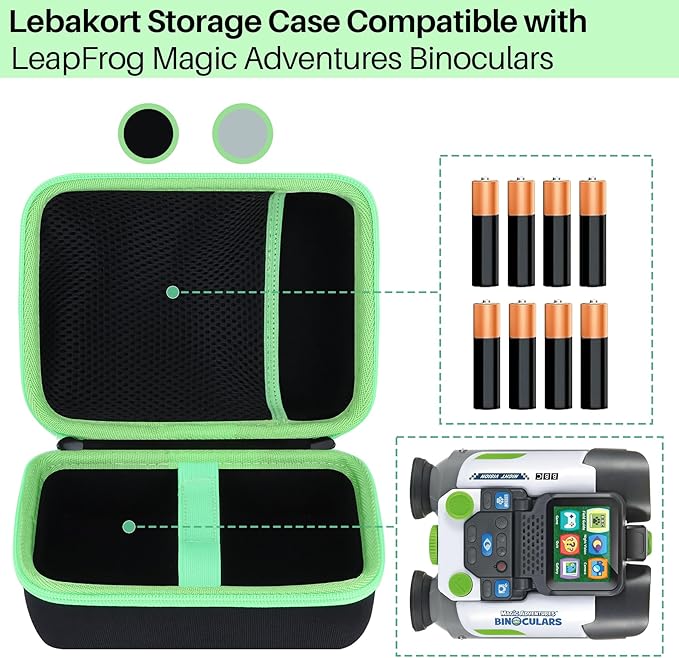 Storage Case Compatible with LeapFrog Magic Adventures Binoculars (Black+Apple Green Case)