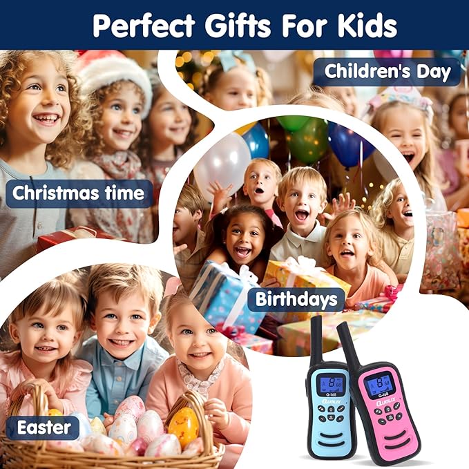 QUOLIX Walkie Talkies for Kids 3 Pack, Rechargeable Kids Walkie Talkies Toy for 3-12 YrO Boys, Long Range Walkie Talkie with 22 Channels & Flashlight Birthday Gifts for Kid’s Outdoor Adventure