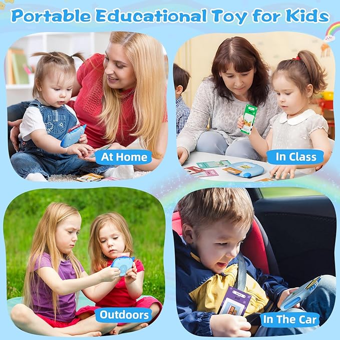 Talking Flash Cards for Toddlers Learning: Alphabet Learning Toys - Matching Spelling Games with 224 Sight Words - Montessori Toys for 3 4 5 6 Years Old Kids (Blue-336 Sight Words)