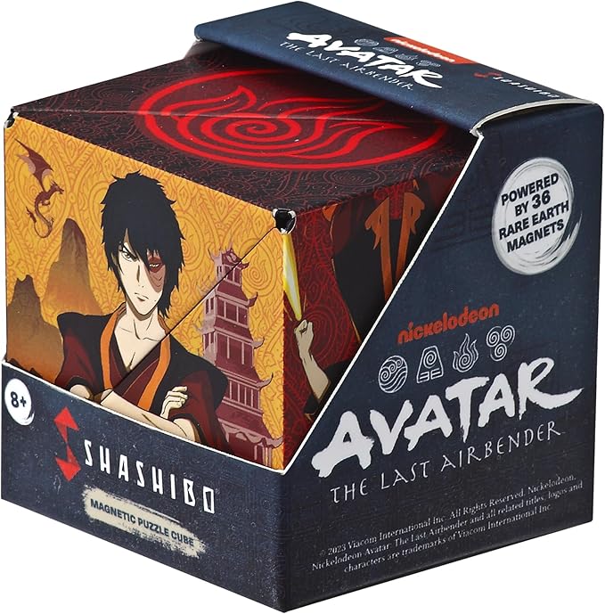 SHASHIBO Avatar The Last Airbender Shape Shifting Box - STEM Magnetic Fidget Cube That Transforms Into Over 70 Shapes, Download Fun in Motion Toys Mobile App (Fire)