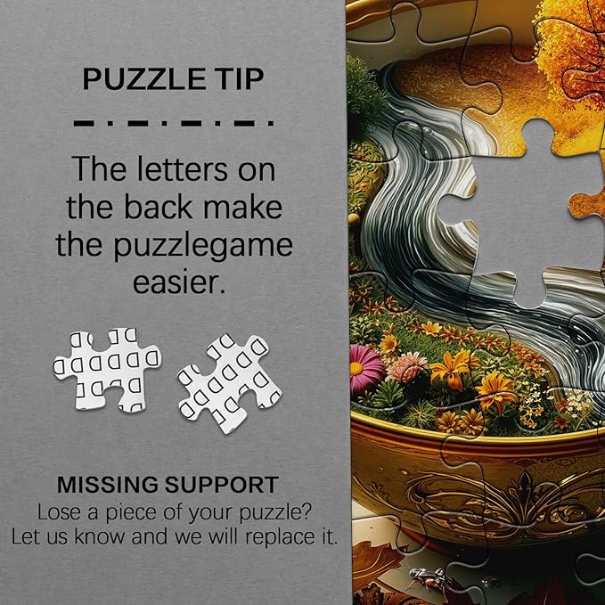 Seasons of Cup Puzzles for Adults 1000 Pieces Nature, Beautiful Landscape Plant Flower Garden Art Jigsaw Puzzles, Fall Tree Challenging Puzzle