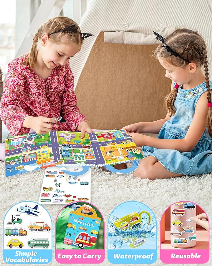 Reusable Sticker Book for Toddlers 2-4 Years, Stickers for Kids, Toddler Craft Activities, Toddler Travel Toys Ages 2+ Boy Girl Birthday Gifts