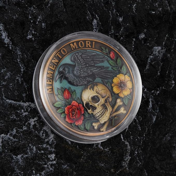Memento Mori Memento Vivere Dual Sided Challenge Coin - Skull & Tree of Life Design Motivational Token - Inspirational Gift