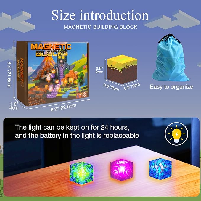 Magnetic Tiles Building Blocks for Kids Ages 3+, STEM Toys for Toddlers, 200PCS Magnetic Construction Set with Storage Bag, Educational Birthday Gifts for Boys & Girls (Volcano)