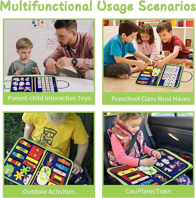 TenFans Busy Board - Montessori Toys for 3 4 5 Years Old - Sensory Toys for Autism - Toddler Toys Gift for Boys & Girls Learning Fine Motor Skills