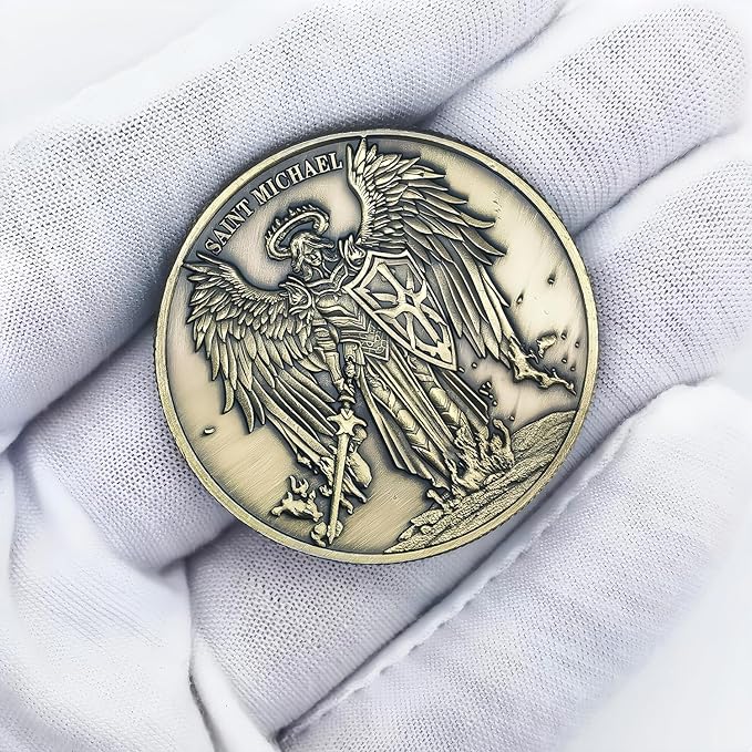 The Archangel Michael Challenge Coin Religious Coin Christian Collectible Psalm 91:10-11 (Pack of 3)