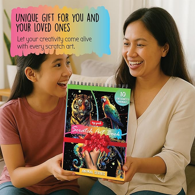 Animals Scratch Art Book for Adults - Colorful Animal Series Scratch Art | Scratch Painting Foil Art for Adults | Scratch and Sketch Animal Series Books | Foil Engraving Scratch Art (Animal Series)