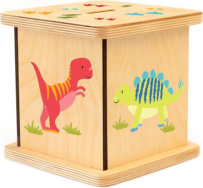 Wooden Piggy Bank for Kids and Adults, Personalized Gift Handmade in USA by BloomOwl, Custom Piggy Bank, Personalized Banks for Kids, Gifts for Baby Boys and Girls (Dinosaur- Fun)